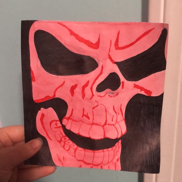 Pink/Red Skull Drawing - Picture 2 of 5